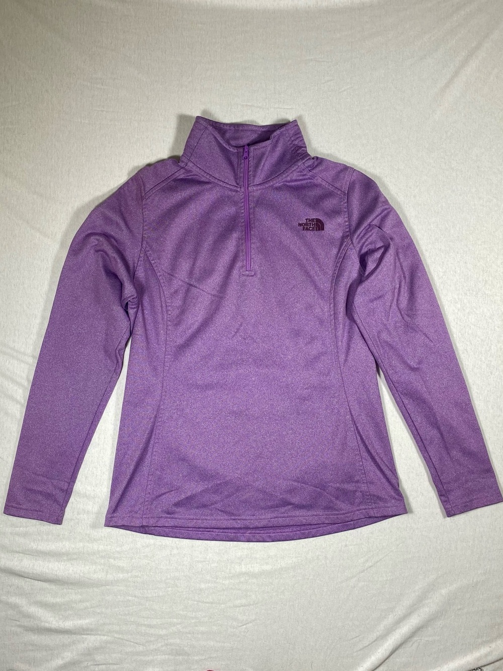 The North Face Women's M Tech Glacier 1/4 zip fleece pullover purple mock neck